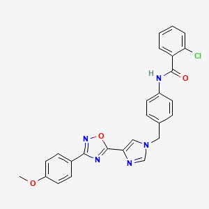2-chloro-N-(4-((4-(3-(4-methoxyphenyl)-1,2,4-oxadiazol-5-yl)-1H-imidazol-1-yl)methyl)phenyl)benzamide