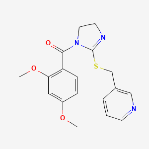 molecular formula C18H19N3O3S B2995148 (2,4-dimethoxyphenyl)(2-((pyridin-3-ylmethyl)thio)-4,5-dihydro-1H-imidazol-1-yl)methanone CAS No. 851807-47-1
