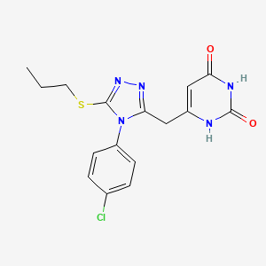 molecular formula C16H16ClN5O2S B2995153 6-[[4-(4-chlorophenyl)-5-propylsulfanyl-1,2,4-triazol-3-yl]methyl]-1H-pyrimidine-2,4-dione CAS No. 852154-62-2