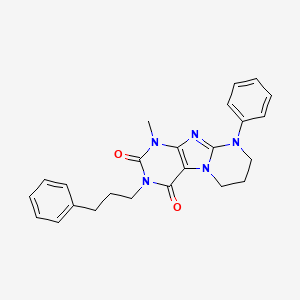 molecular formula C24H25N5O2 B2995169 1-methyl-9-phenyl-3-(3-phenylpropyl)-7,8-dihydro-6H-purino[7,8-a]pyrimidine-2,4-dione CAS No. 845667-03-0