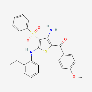 molecular formula C26H24N2O4S2 B2995175 [3-Amino-5-[(2-ethylphenyl)amino]-4-(phenylsulfonyl)-2-thienyl](4-methoxyphenyl)methanone CAS No. 1115562-37-2