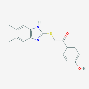 molecular formula C17H16N2O2S B299518 2-[(5,6-dimethyl-1H-benzimidazol-2-yl)sulfanyl]-1-(4-hydroxyphenyl)ethanone 