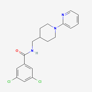 molecular formula C18H19Cl2N3O B2995181 3,5-二氯-N-((1-(吡啶-2-基)哌啶-4-基)甲基)苯甲酰胺 CAS No. 1235324-52-3