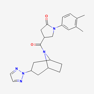 molecular formula C22H27N5O2 B2995183 4-((1R,5S)-3-(2H-1,2,3-triazol-2-yl)-8-azabicyclo[3.2.1]octane-8-carbonyl)-1-(3,4-dimethylphenyl)pyrrolidin-2-one CAS No. 2108958-09-2