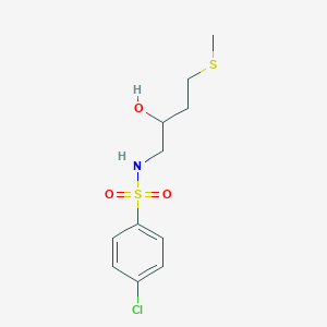 molecular formula C11H16ClNO3S2 B2995193 4-Chloro-N-(2-hydroxy-4-methylsulfanylbutyl)benzenesulfonamide CAS No. 2309571-42-2