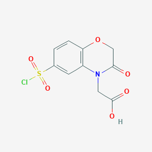 molecular formula C10H8ClNO6S B2995194 2-[6-(Chlorosulfonyl)-3-oxo-3,4-dihydro-2H-1,4-benzoxazin-4-YL]acetic acid CAS No. 1000931-08-7