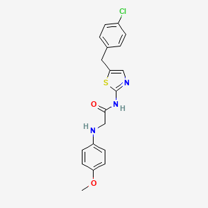 molecular formula C19H18ClN3O2S B2995211 N-(5-(4-chlorobenzyl)thiazol-2-yl)-2-((4-methoxyphenyl)amino)acetamide CAS No. 854004-14-1