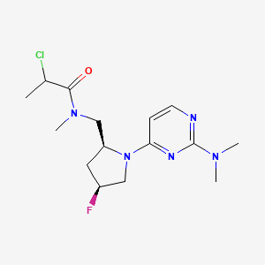 molecular formula C15H23ClFN5O B2995215 2-Chloro-N-[[(2S,4S)-1-[2-(dimethylamino)pyrimidin-4-yl]-4-fluoropyrrolidin-2-yl]methyl]-N-methylpropanamide CAS No. 2411184-35-3