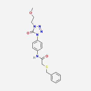 molecular formula C19H21N5O3S B2995216 2-(benzylthio)-N-(4-(4-(2-methoxyethyl)-5-oxo-4,5-dihydro-1H-tetrazol-1-yl)phenyl)acetamide CAS No. 1396880-97-9