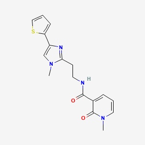 molecular formula C17H18N4O2S B2995217 1-methyl-N-(2-(1-methyl-4-(thiophen-2-yl)-1H-imidazol-2-yl)ethyl)-2-oxo-1,2-dihydropyridine-3-carboxamide CAS No. 1396863-97-0