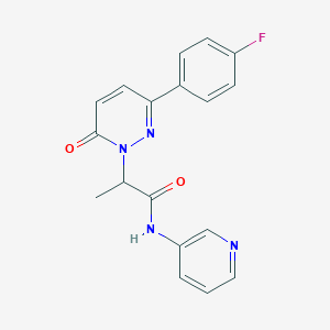 molecular formula C18H15FN4O2 B2995219 2-(3-(4-fluorophenyl)-6-oxopyridazin-1(6H)-yl)-N-(pyridin-3-yl)propanamide CAS No. 1203318-20-0