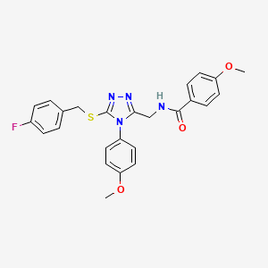 molecular formula C25H23FN4O3S B2995225 N-((5-((4-fluorobenzyl)thio)-4-(4-methoxyphenyl)-4H-1,2,4-triazol-3-yl)methyl)-4-methoxybenzamide CAS No. 476431-94-4