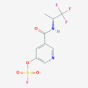 molecular formula C9H8F4N2O4S B2995227 3-Fluorosulfonyloxy-5-[[(2R)-1,1,1-trifluoropropan-2-yl]carbamoyl]pyridine CAS No. 2418594-03-1