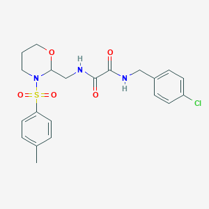 molecular formula C21H24ClN3O5S B2995233 N1-(4-chlorobenzyl)-N2-((3-tosyl-1,3-oxazinan-2-yl)methyl)oxalamide CAS No. 872862-59-4