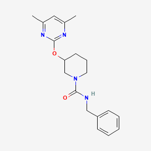 molecular formula C19H24N4O2 B2995249 N-苄基-3-((4,6-二甲基嘧啶-2-基)氧基)哌啶-1-甲酰胺 CAS No. 2097916-08-8