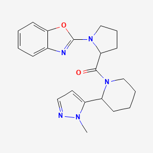 molecular formula C21H25N5O2 B2995252 [1-(1,3-Benzoxazol-2-yl)pyrrolidin-2-yl]-[2-(2-methylpyrazol-3-yl)piperidin-1-yl]methanone CAS No. 2379947-79-0
