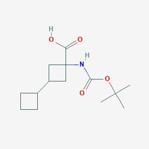 molecular formula C14H23NO4 B2995261 3-Cyclobutyl-1-[(2-methylpropan-2-yl)oxycarbonylamino]cyclobutane-1-carboxylic acid CAS No. 2294445-61-5
