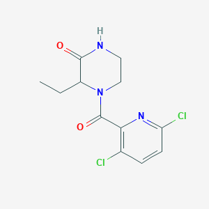 molecular formula C12H13Cl2N3O2 B2995262 4-(3,6-Dichloropyridine-2-carbonyl)-3-ethylpiperazin-2-one CAS No. 1385140-54-4