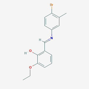 molecular formula C16H16BrNO2 B2995273 2-{(E)-[(4-bromo-3-methylphenyl)imino]methyl}-6-ethoxyphenol CAS No. 142942-74-3
