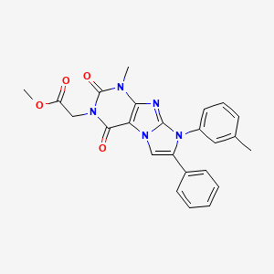 molecular formula C24H21N5O4 B2995278 methyl 2-(1-methyl-2,4-dioxo-7-phenyl-8-(m-tolyl)-1H-imidazo[2,1-f]purin-3(2H,4H,8H)-yl)acetate CAS No. 886895-99-4