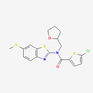 molecular formula C18H17ClN2O2S3 B2995287 5-chloro-N-(6-(methylthio)benzo[d]thiazol-2-yl)-N-((tetrahydrofuran-2-yl)methyl)thiophene-2-carboxamide CAS No. 922470-79-9