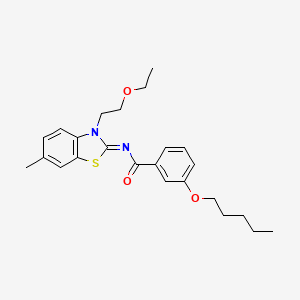 molecular formula C24H30N2O3S B2995293 (Z)-N-(3-(2-ethoxyethyl)-6-methylbenzo[d]thiazol-2(3H)-ylidene)-3-(pentyloxy)benzamide CAS No. 865162-13-6