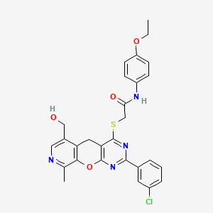 2-((2-(3-chlorophenyl)-6-(hydroxymethyl)-9-methyl-5H-pyrido[4',3':5,6]pyrano[2,3-d]pyrimidin-4-yl)thio)-N-(4-ethoxyphenyl)acetamide