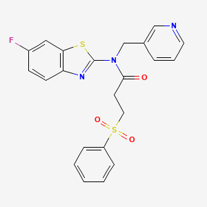 3-(benzenesulfonyl)-N-(6-fluoro-1,3-benzothiazol-2-yl)-N-[(pyridin-3-yl)methyl]propanamide