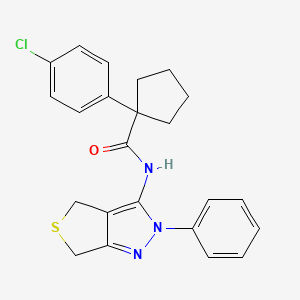 molecular formula C23H22ClN3OS B2995304 1-(4-chlorophenyl)-N-(2-phenyl-4,6-dihydrothieno[3,4-c]pyrazol-3-yl)cyclopentane-1-carboxamide CAS No. 681268-52-0