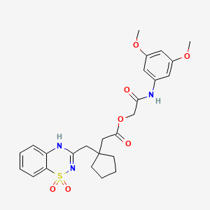 molecular formula C25H29N3O7S B2995308 2-[(3,5-二甲氧基苯基)氨基]-2-氧代乙基{1-[(1,1-二氧化-2H-1,2,4-苯并噻二嗪-3-基)甲基]环戊基}乙酸酯 CAS No. 895641-18-6