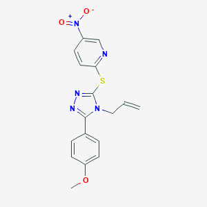 molecular formula C17H15N5O3S B299531 2-{[4-allyl-5-(4-methoxyphenyl)-4H-1,2,4-triazol-3-yl]sulfanyl}-5-nitropyridine 