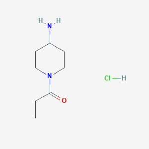 molecular formula C8H17ClN2O B2995311 1-Propionyl-4-piperidinamine hydrochloride CAS No. 1158779-86-2; 577778-40-6
