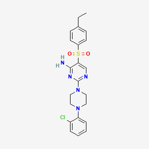 molecular formula C22H24ClN5O2S B2995313 2-[4-(2-Chlorophenyl)piperazin-1-yl]-5-(4-ethylbenzenesulfonyl)pyrimidin-4-amine CAS No. 1113103-72-2