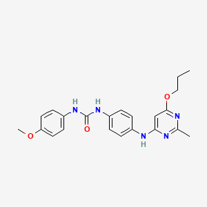 molecular formula C22H25N5O3 B2995317 1-(4-Methoxyphenyl)-3-(4-((2-methyl-6-propoxypyrimidin-4-yl)amino)phenyl)urea CAS No. 946356-19-0