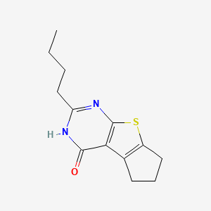 molecular formula C13H16N2OS B2995322 2-butyl-6,7-dihydro-5H-cyclopenta[4,5]thieno[2,3-d]pyrimidin-4-ol CAS No. 370074-90-1