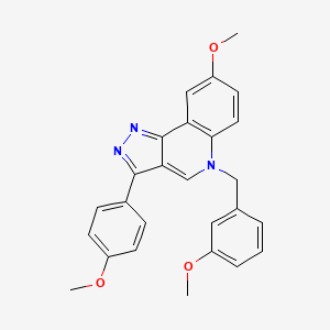molecular formula C26H23N3O3 B2995325 8-甲氧基-3-(4-甲氧基苯基)-5-[(3-甲氧基苯基)甲基]吡唑并[4,3-c]喹啉 CAS No. 866339-92-6
