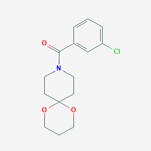molecular formula C15H18ClNO3 B2995326 (3-氯苯基)(1,5-二氧杂-9-氮杂螺[5.5]十一烷-9-基)甲甲烷酮 CAS No. 1328849-78-0