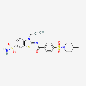 molecular formula C23H24N4O5S3 B2995334 (Z)-4-((4-methylpiperidin-1-yl)sulfonyl)-N-(3-(prop-2-yn-1-yl)-6-sulfamoylbenzo[d]thiazol-2(3H)-ylidene)benzamide CAS No. 865182-35-0