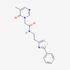 molecular formula C18H18N4O2S B2995336 2-(5-甲基-6-氧代嘧啶-1(6H)-基)-N-(2-(2-苯基噻唑-4-基)乙基)乙酰胺 CAS No. 1351630-21-1
