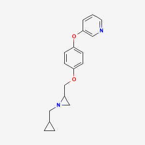molecular formula C18H20N2O2 B2995337 3-[4-[[1-(Cyclopropylmethyl)aziridin-2-yl]methoxy]phenoxy]pyridine CAS No. 2418732-09-7