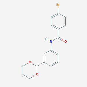 molecular formula C17H16BrNO3 B299534 4-bromo-N-[3-(1,3-dioxan-2-yl)phenyl]benzamide 