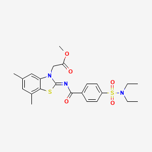 molecular formula C23H27N3O5S2 B2995349 (Z)-甲基 2-(2-((4-(N,N-二乙基氨磺酰基)苯甲酰)亚氨基)-5,7-二甲基苯并[d]噻唑-3(2H)-基)乙酸酯 CAS No. 1321949-38-5
