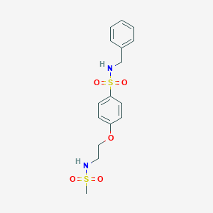 molecular formula C16H20N2O5S2 B299535 N-benzyl-4-{2-[(methylsulfonyl)amino]ethoxy}benzenesulfonamide 