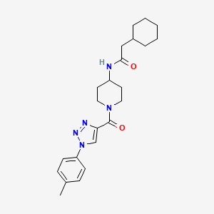 molecular formula C23H31N5O2 B2995352 2-环己基-N-(1-(1-(对甲苯基)-1H-1,2,3-三唑-4-羰基)哌啶-4-基)乙酰胺 CAS No. 1251573-06-4