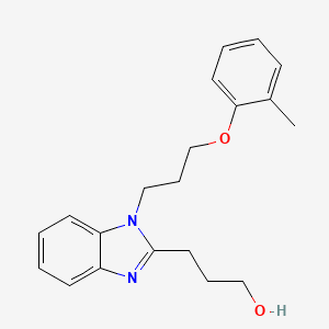B2995358 3-[1-(3-o-Tolyloxy-propyl)-1H-benzoimidazol-2-yl]-propan-1-ol CAS No. 637323-62-7