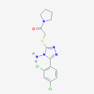 molecular formula C14H15Cl2N5OS B299536 3-(2,4-dichlorophenyl)-5-{[2-oxo-2-(1-pyrrolidinyl)ethyl]sulfanyl}-4H-1,2,4-triazol-4-amine 