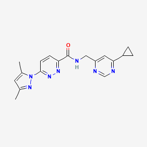 molecular formula C18H19N7O B2995362 N-((6-cyclopropylpyrimidin-4-yl)methyl)-6-(3,5-dimethyl-1H-pyrazol-1-yl)pyridazine-3-carboxamide CAS No. 2194848-99-0