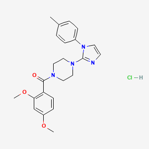 molecular formula C23H27ClN4O3 B2995364 (2,4-二甲氧基苯基)(4-(1-(对甲苯基)-1H-咪唑-2-基)哌嗪-1-基)甲甲酮盐酸盐 CAS No. 1190000-24-8