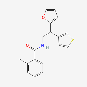 molecular formula C18H17NO2S B2995370 N-[2-(furan-2-yl)-2-(thiophen-3-yl)ethyl]-2-methylbenzamide CAS No. 2097883-84-4