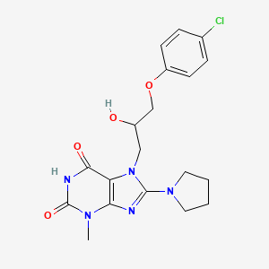 7-(3-(4-chlorophenoxy)-2-hydroxypropyl)-3-methyl-8-(pyrrolidin-1-yl)-1H-purine-2,6(3H,7H)-dione